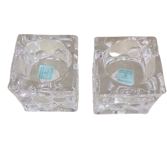 PartyLite Ice Block Votive Taper Holder Pair Retired NIB P15B/P8216 - Picture 2 of 8